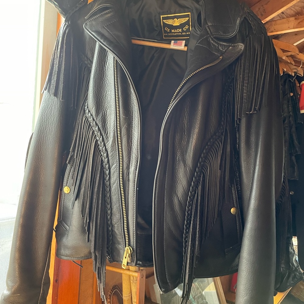 Biker leather jacket with liner rarely used like new.